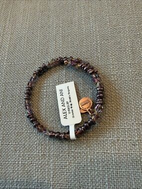 NWT Alex and Ani Glimmer Wrap Bracelet Metallic Burgundy Finish - With Box